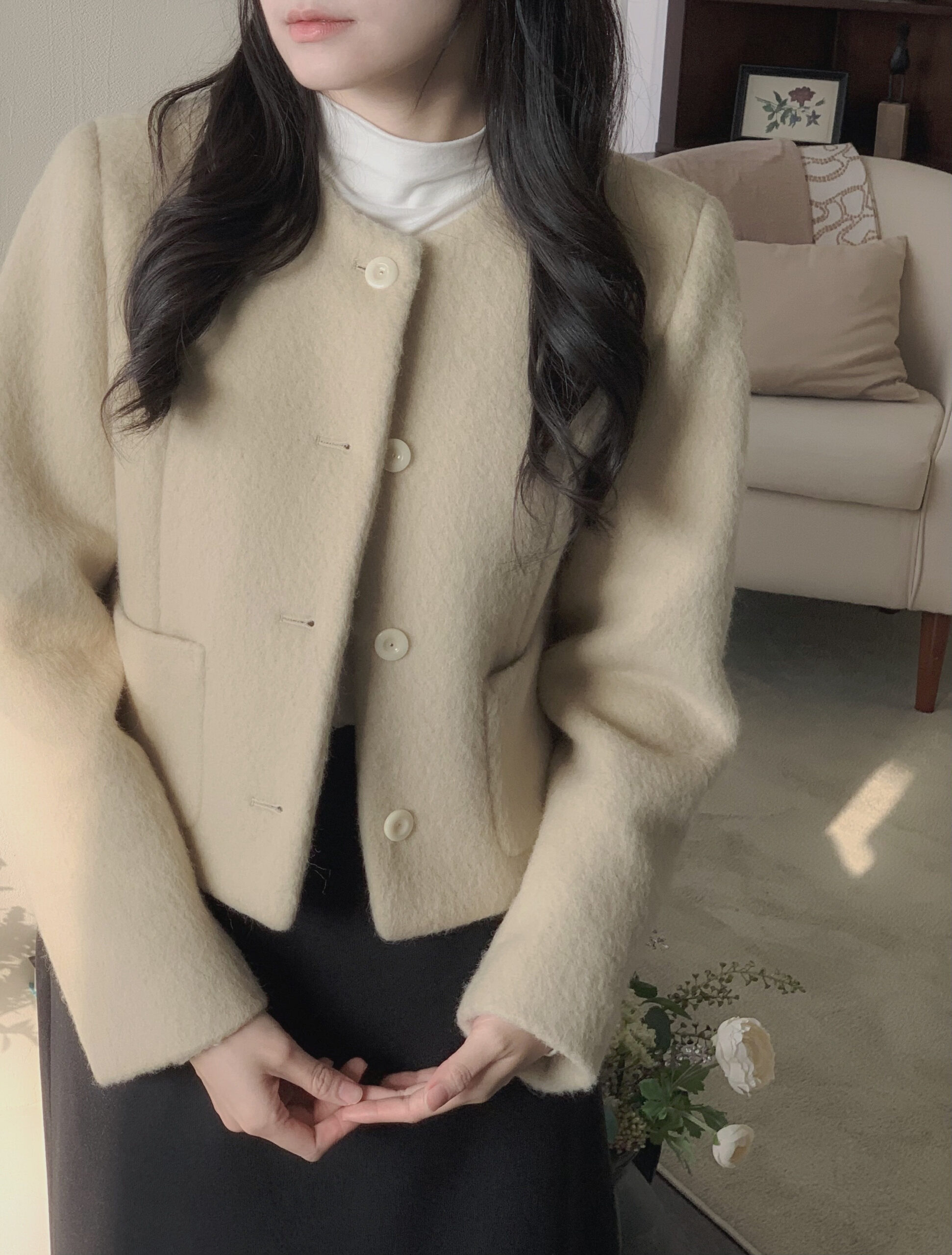 羊駝典雅小香風外套