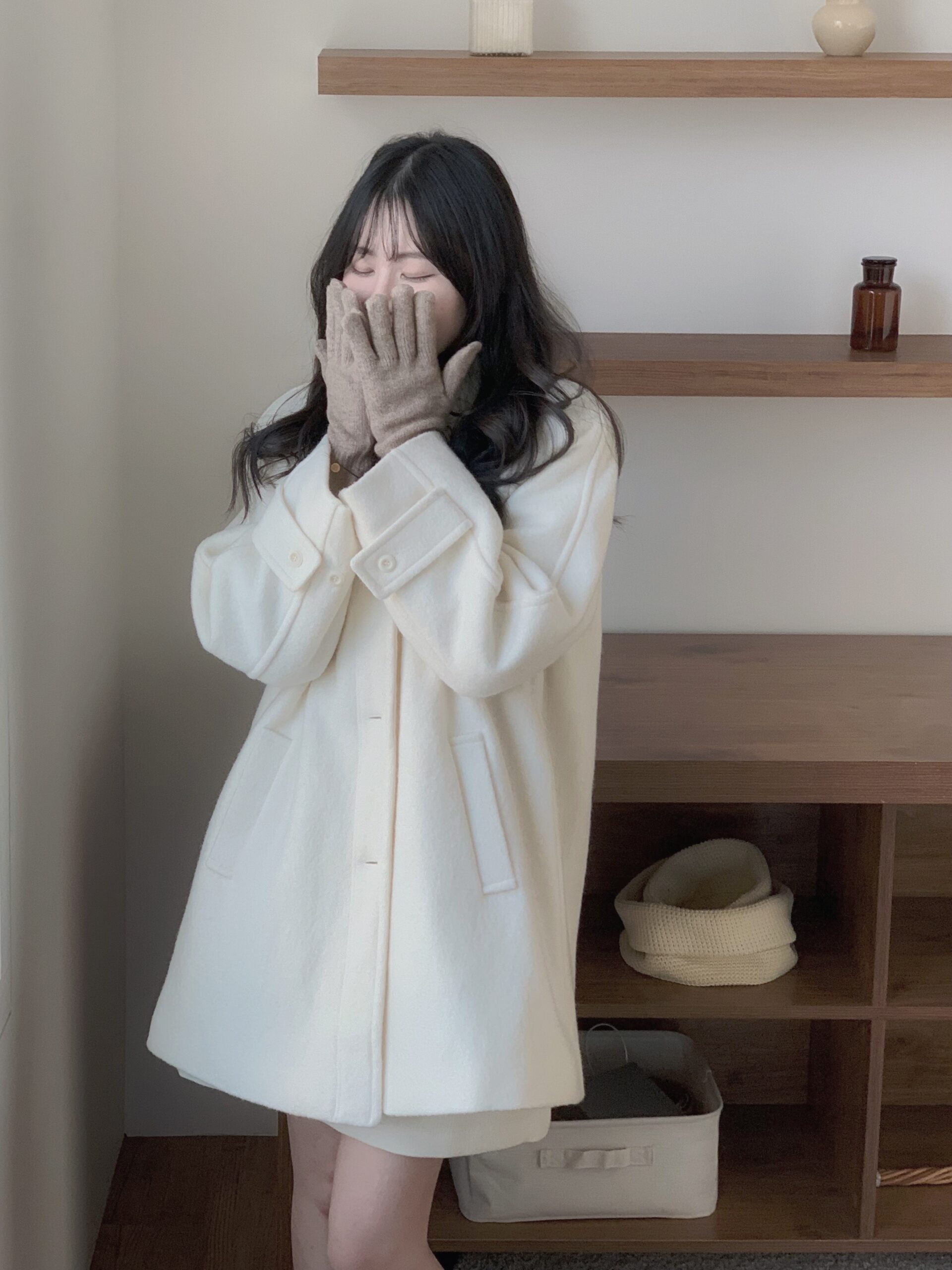 夢幻雪白鋪棉大衣