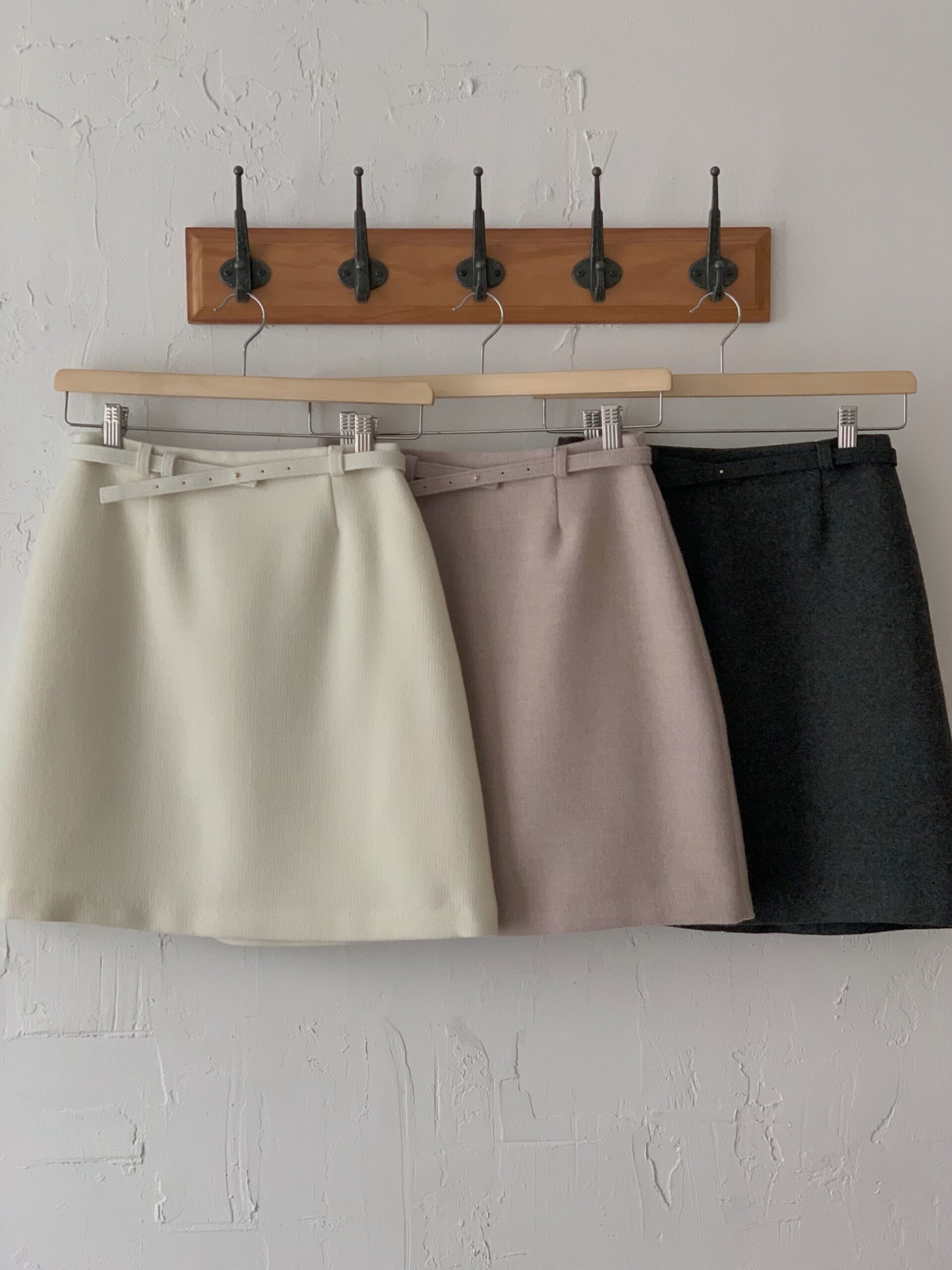 溫柔氣質羊毛短裙(附腰帶)