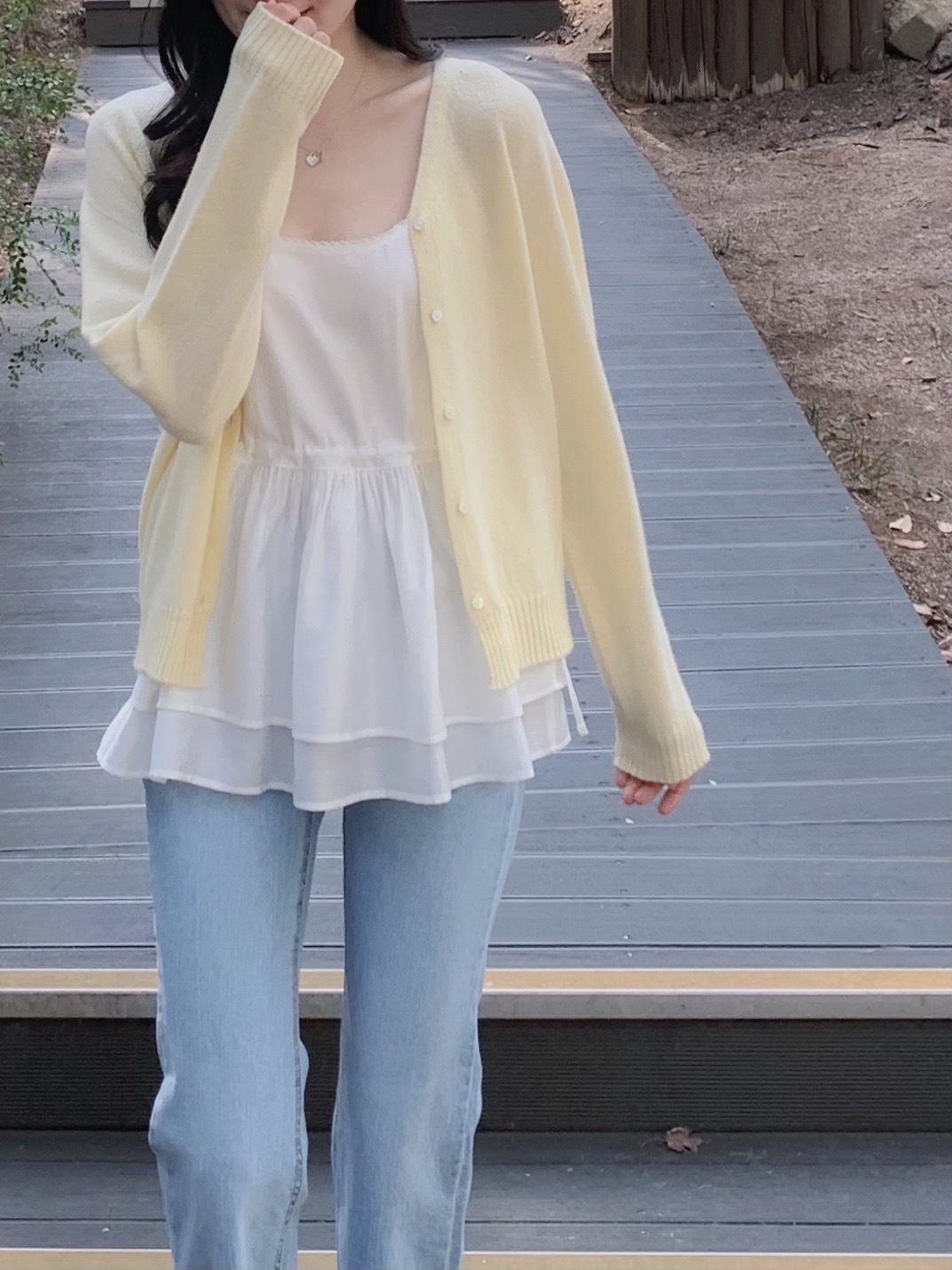 清純光澤蛋糕細肩上衣