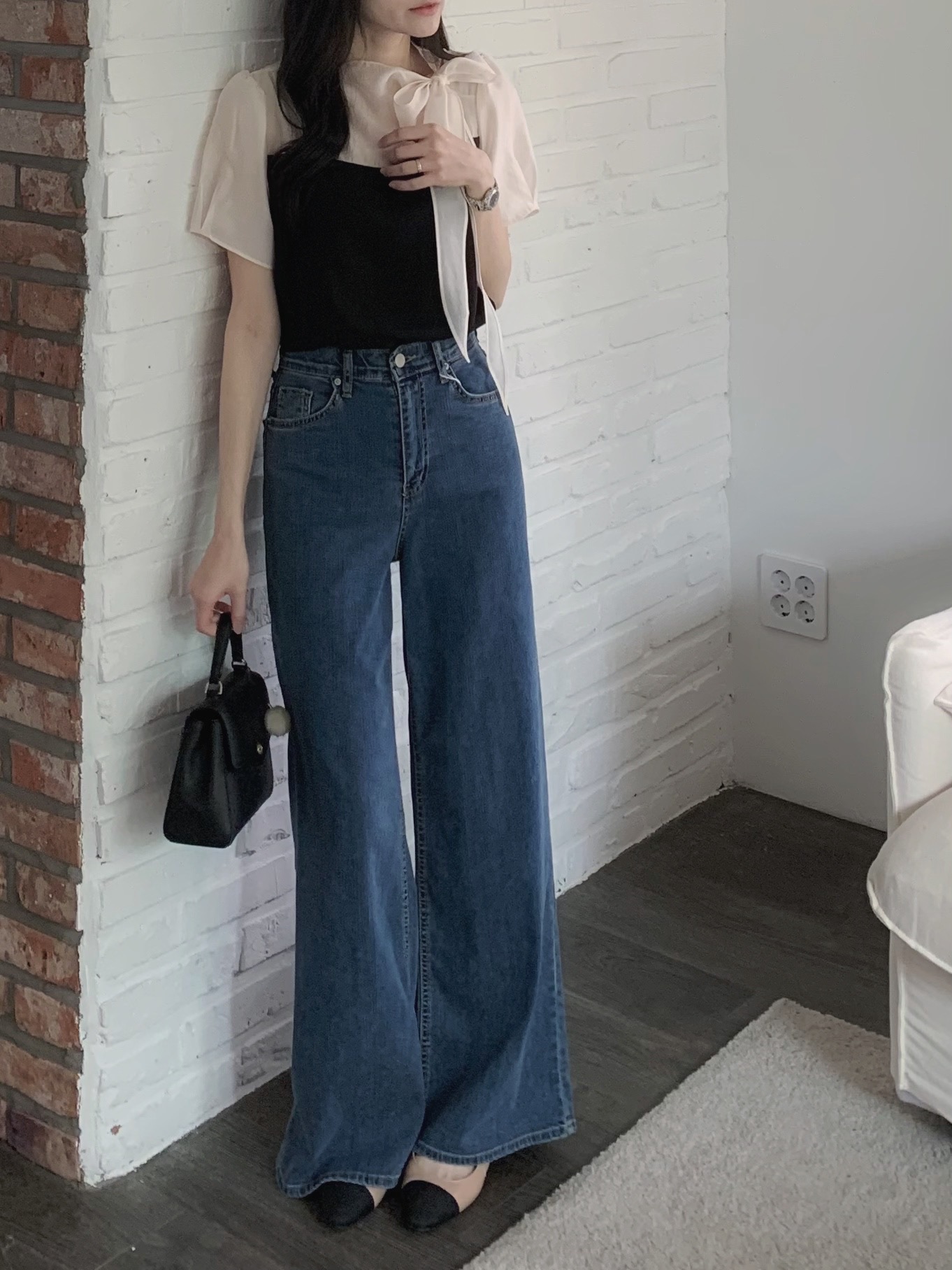 Daliy薄料高腰牛仔褲