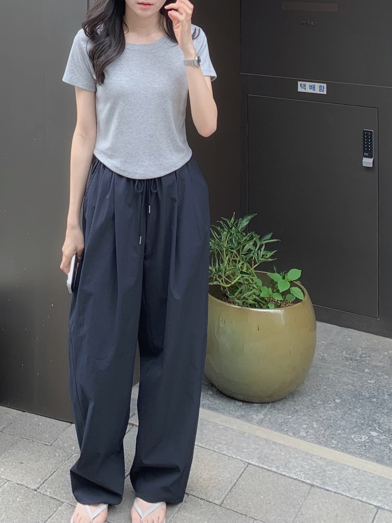 男女夏季雙褶休閒長褲